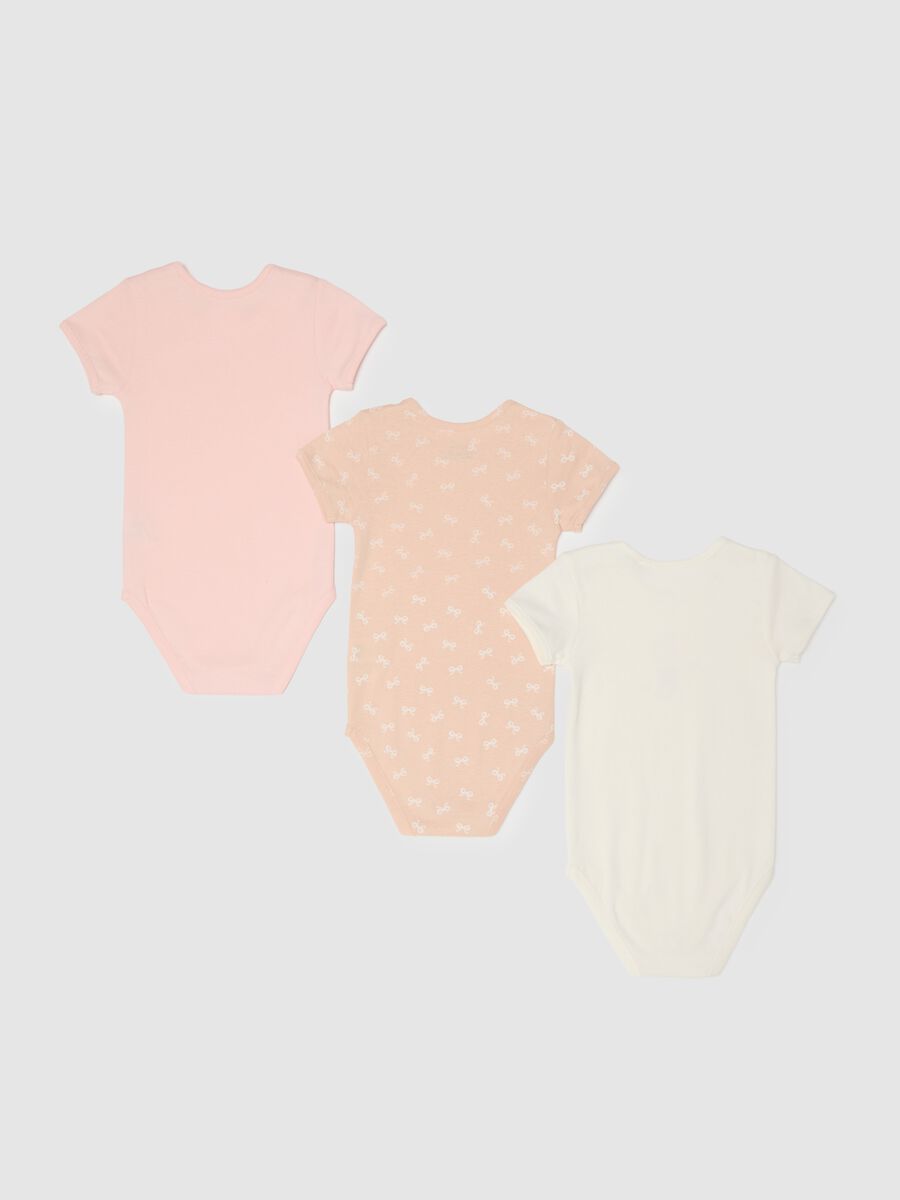Tripack body in puro cotone multicolor maniche corte per neonati_1