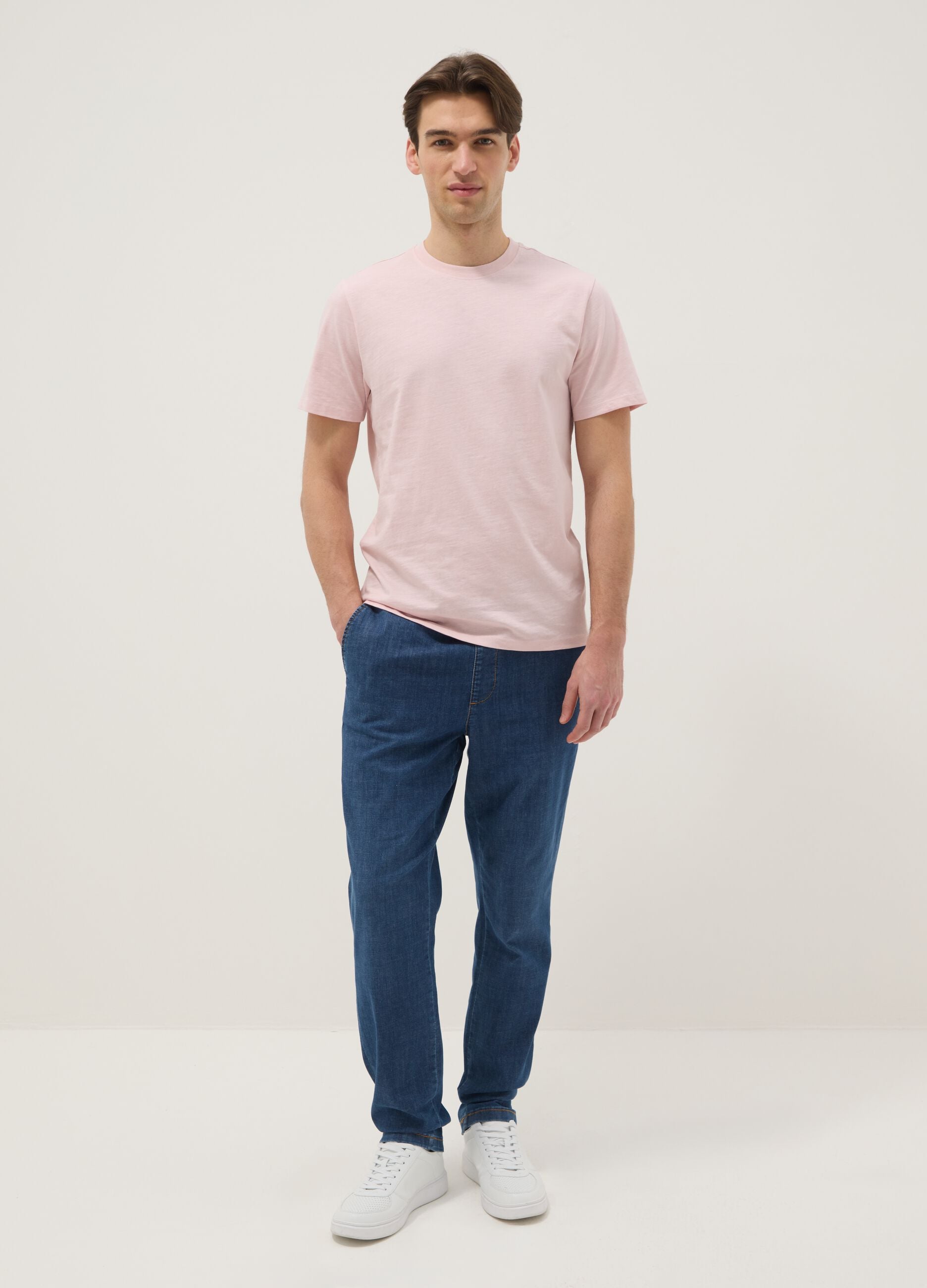 Short-sleeve pink pure cotton regular fit t-shirt