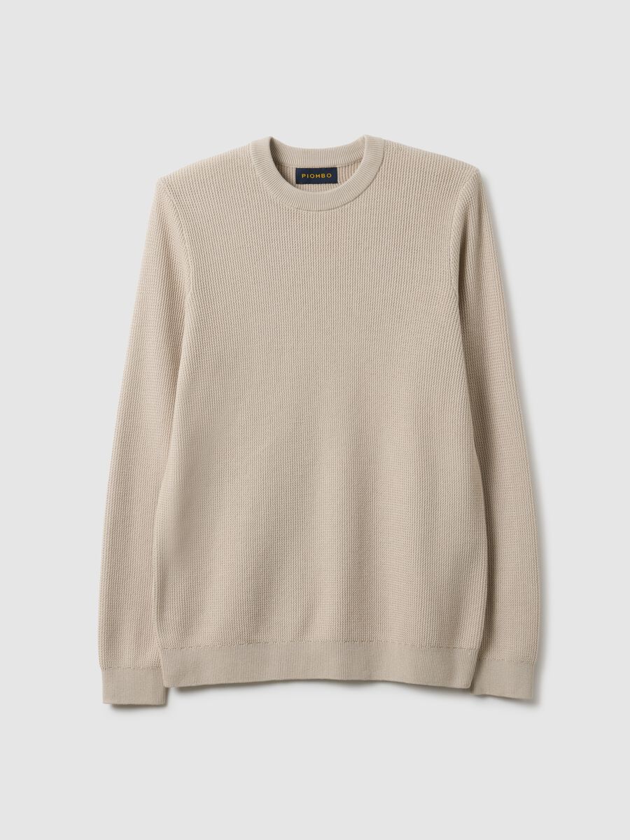 Maglione girocollo in puro cotone beige regular fit_4