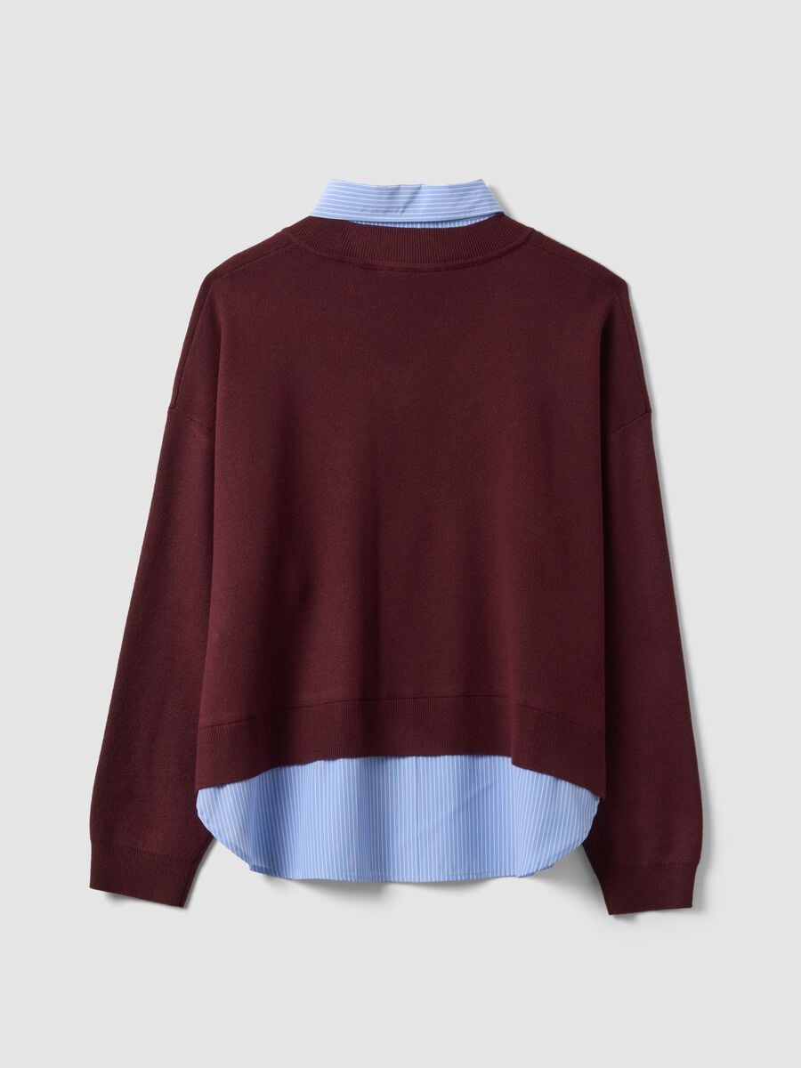 Red viscose-blend top with layered look_6