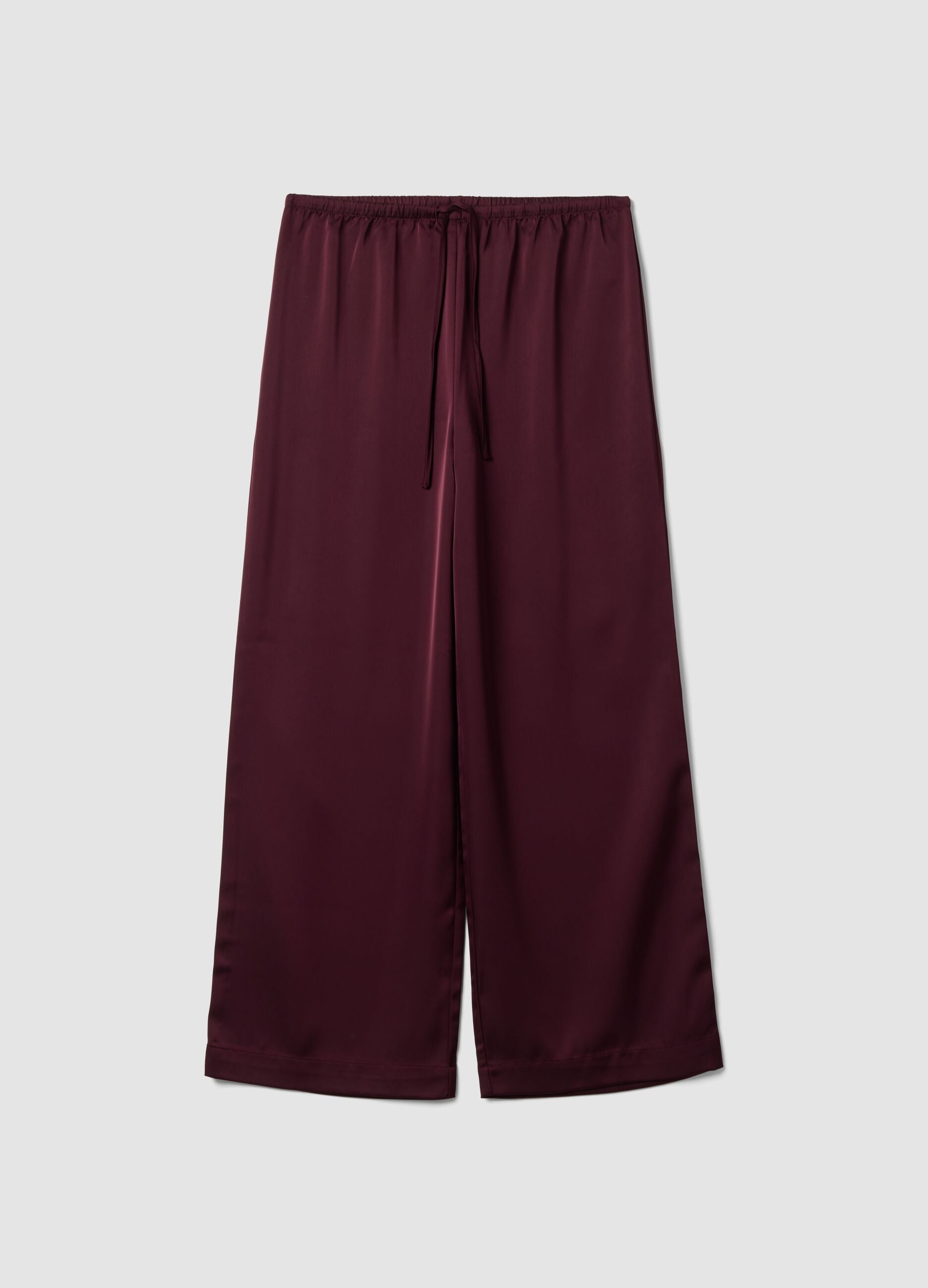 Red wide-leg trousers with regular waist