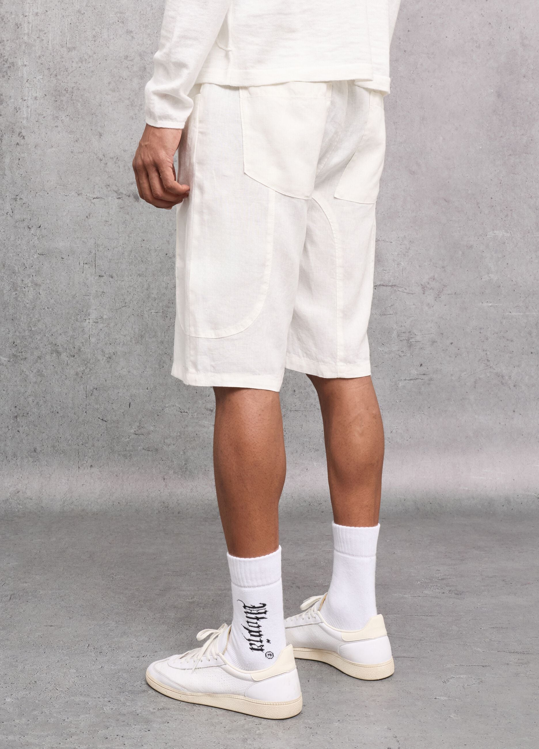 100% Linen Shorts White