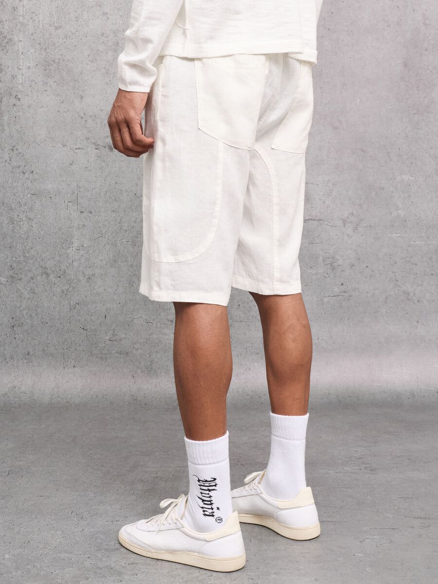 100% Linen Shorts White_3