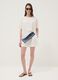 White linen-viscose blend shorts with elasticated waist, regular fit_0