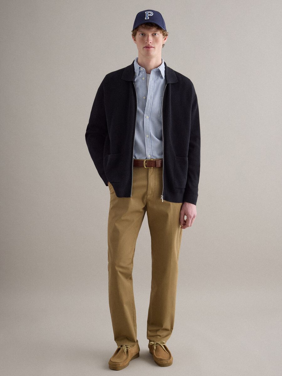 Blue pure cotton cardigan regular fit with full zip_1