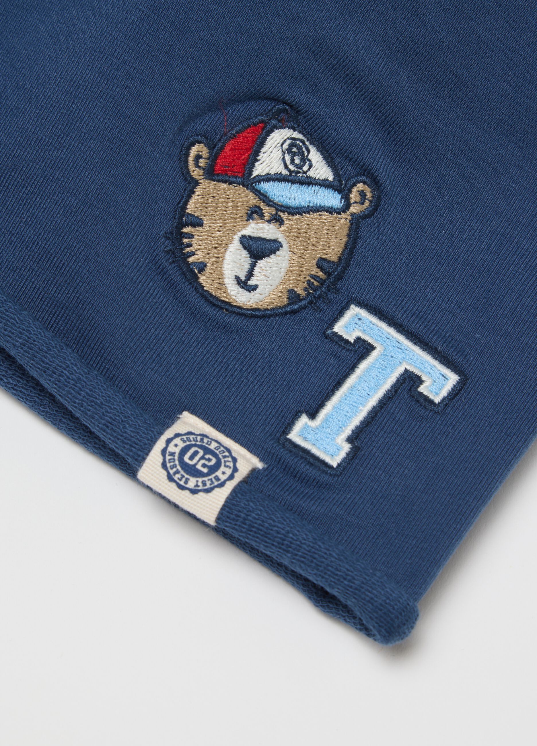 Blue children's cap in stretch cotton regular fit with embroidery