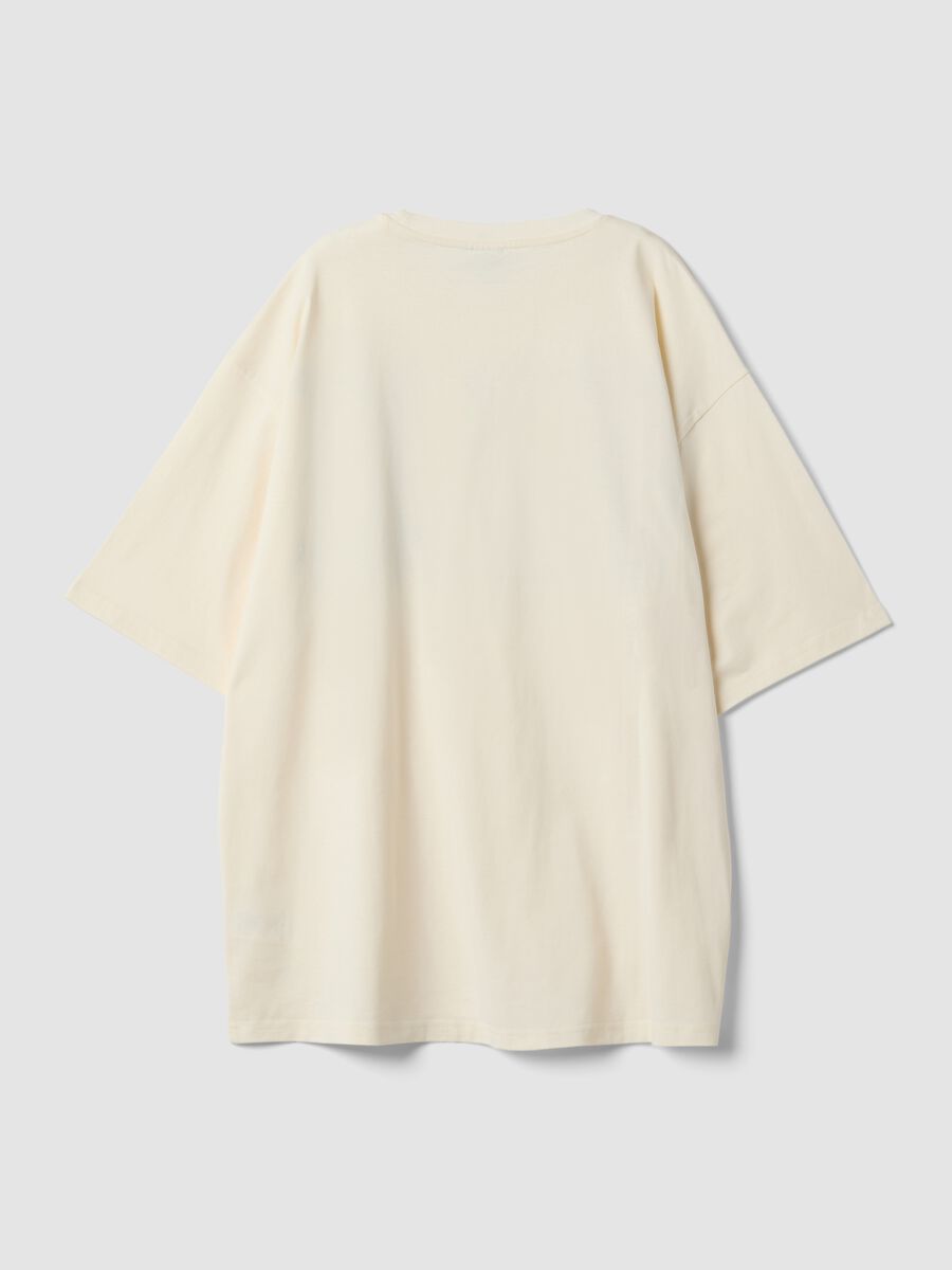 White oversized pure cotton T-shirt with front logo_6