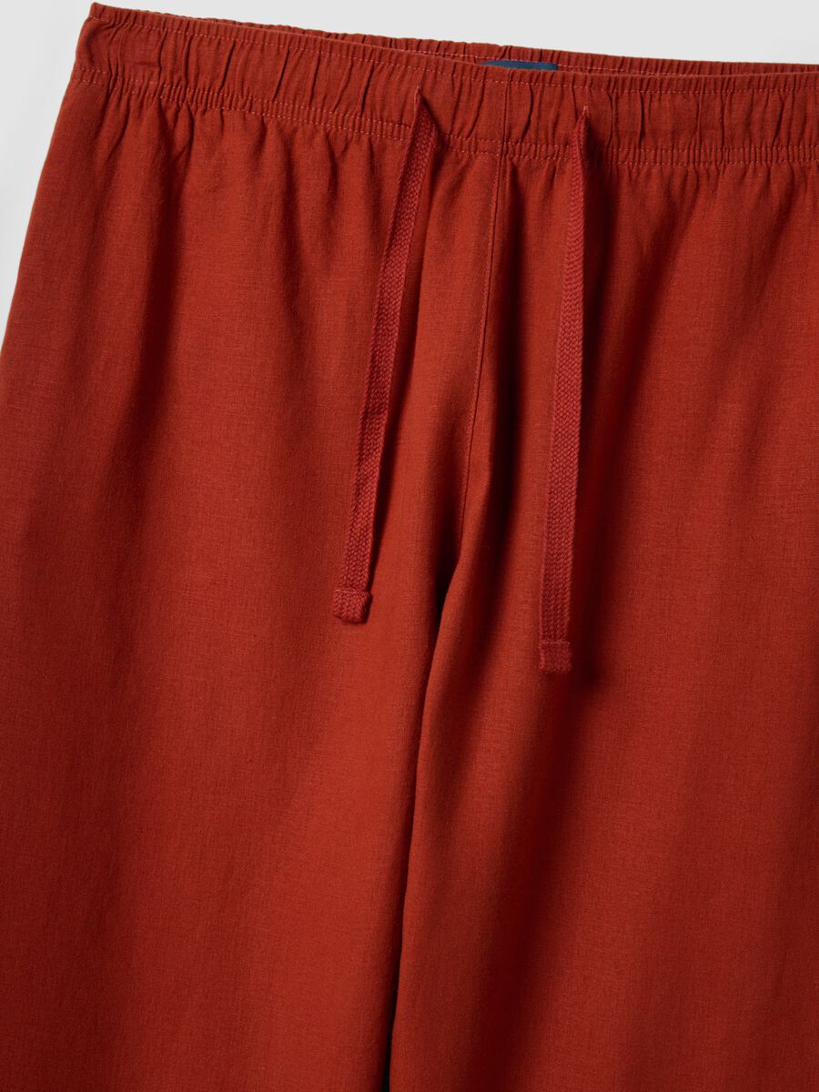 Regular fit red linen blend trousers_5