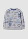 Grey cotton-viscose blend sweatshirt with racing prints, oversized fit_0