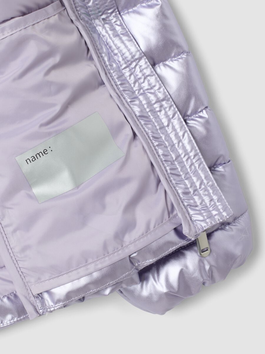 Ultralight purple hooded zip puffer jacket for girls_3