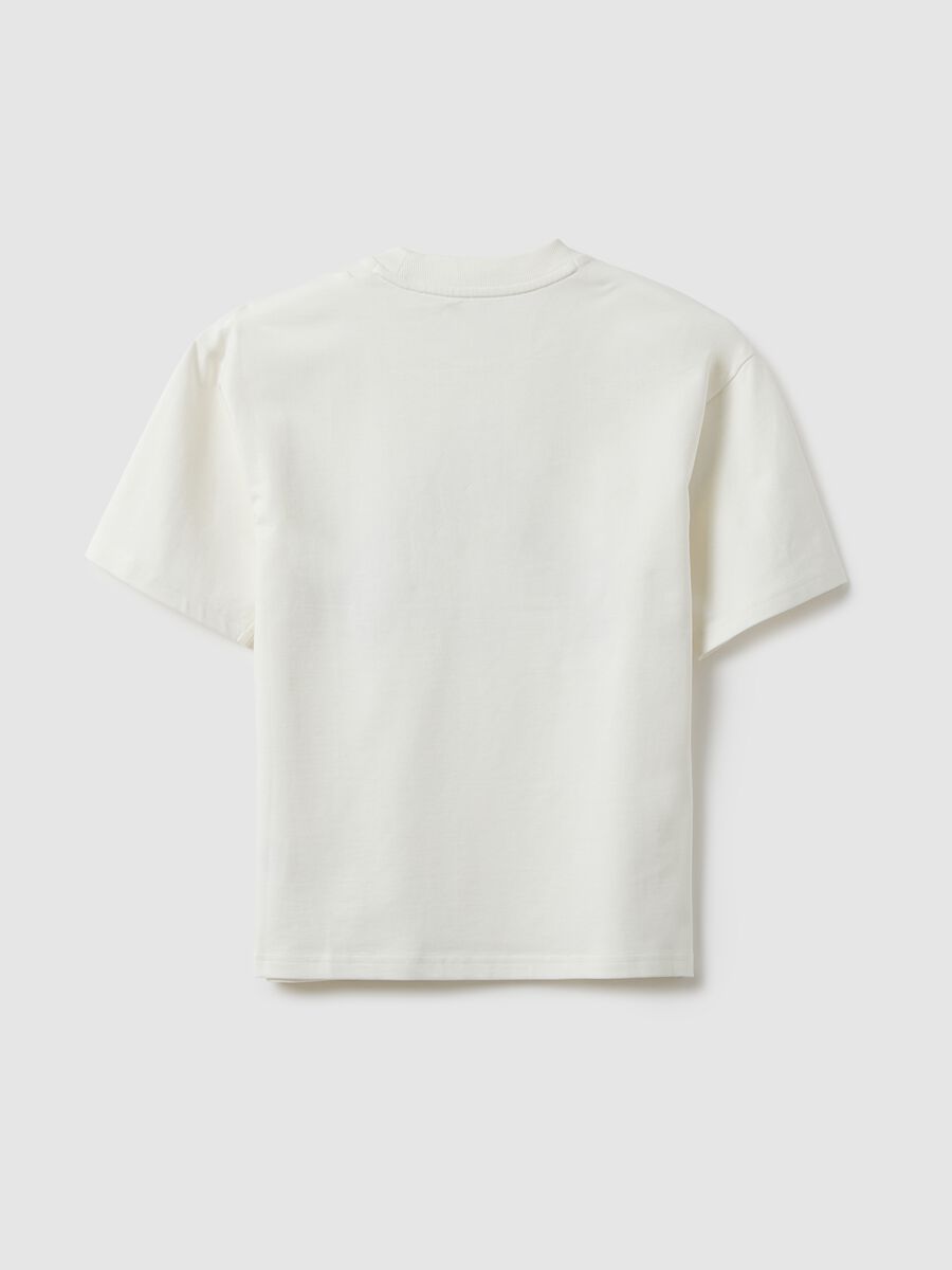 T-shirt in puro cotone bianco da ragazzo relaxed fit con stampa_4
