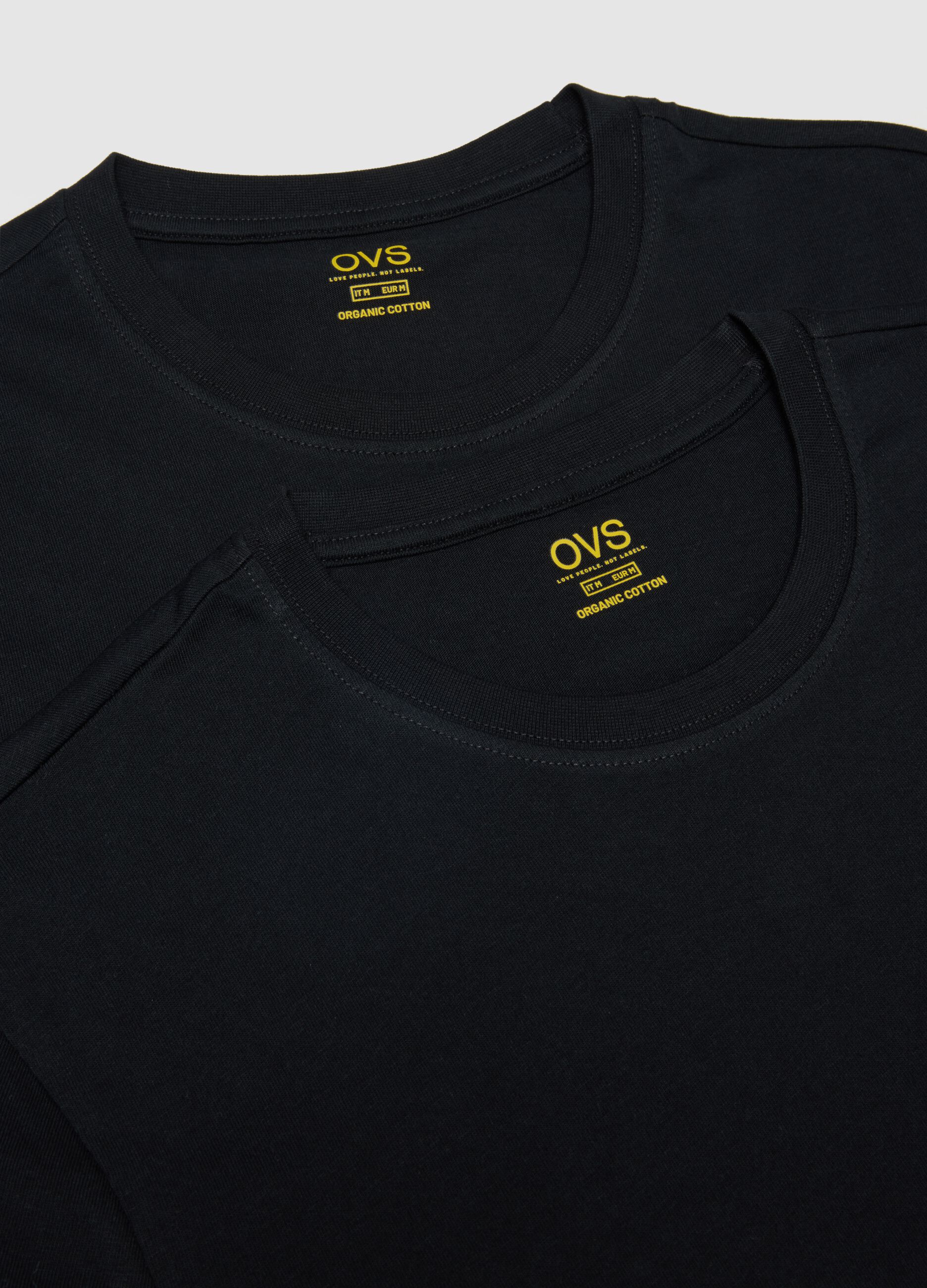 Two-Pack Black T-shirts in Pure Cotton Regular Fit