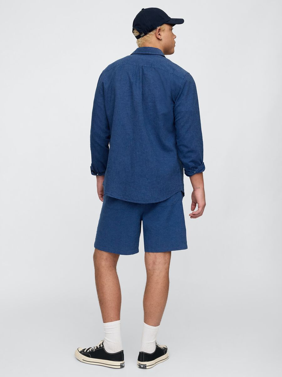 Blue Fabric Blend Shorts_2