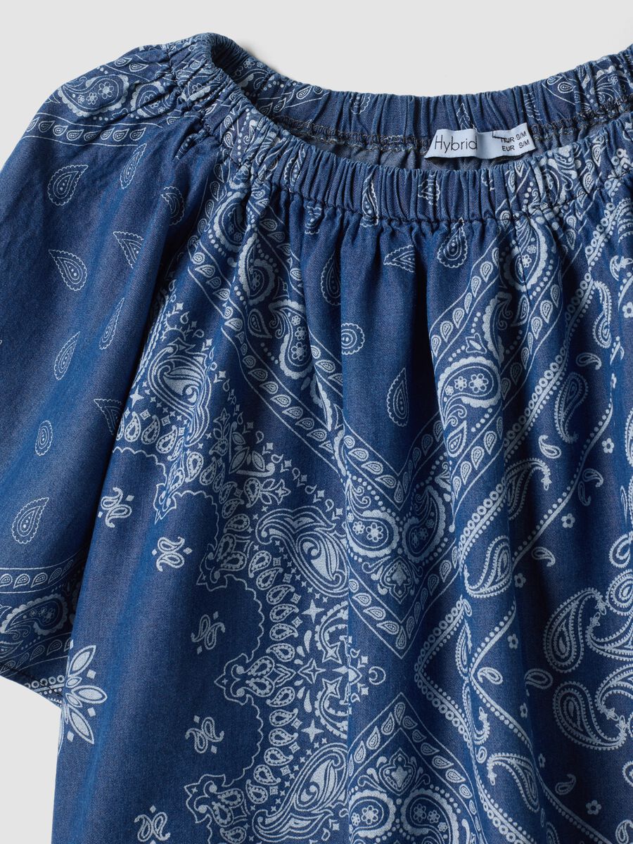 Blue pure lyocell paisley print blouse, regular fit_5