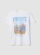 White pure cotton T-shirt with front print, regular fit_4