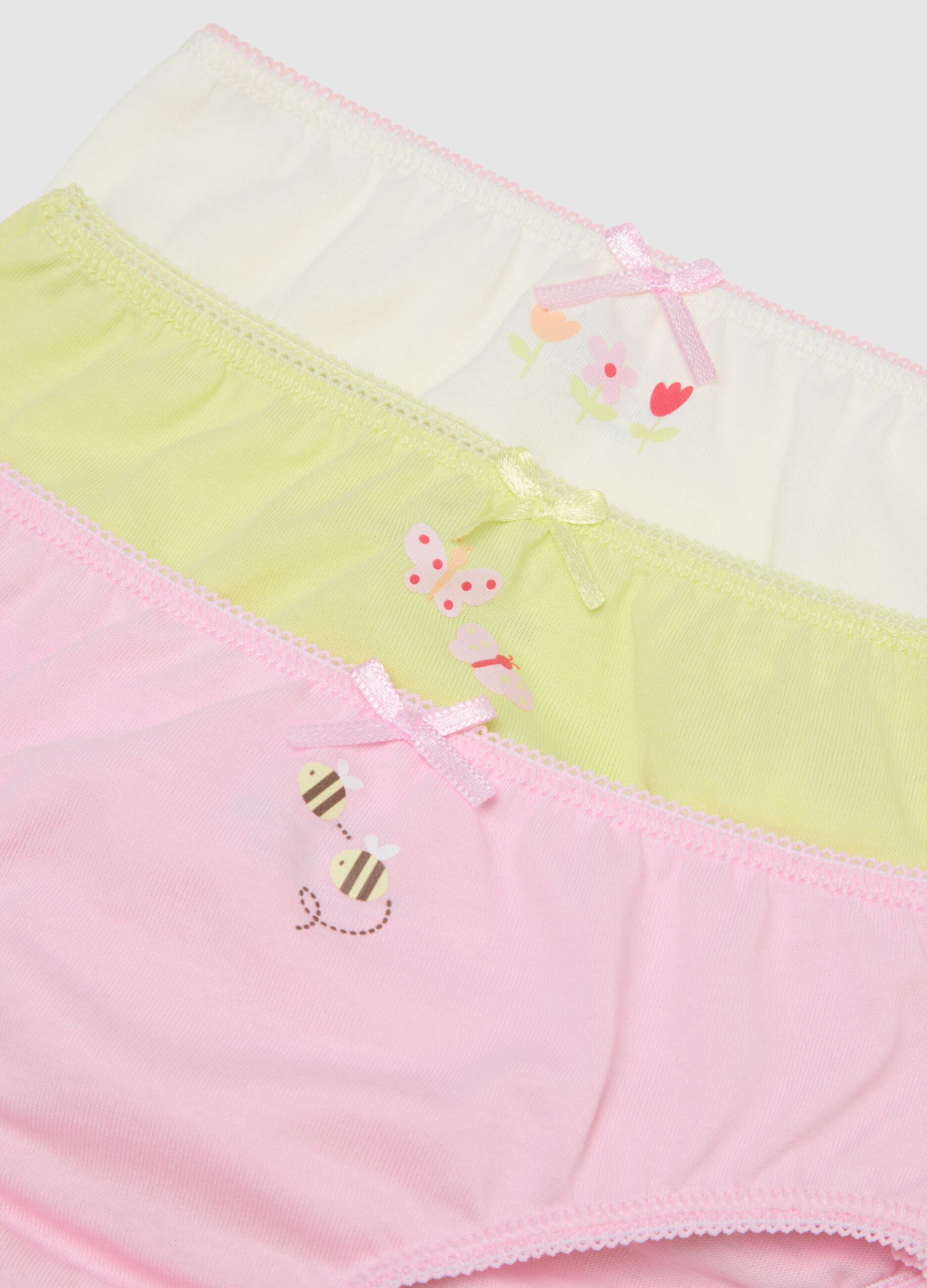 Newborn girls' regular fit multicolour pure cotton multipack panties