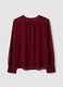 Red regular-fit blouse with V-neck and tie detail_6