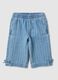 Blue wide leg cotton blend trousers for girls_0