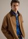 Brown pure cotton regular fit jacket with contrast collar_1