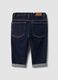 Dark blue stretch cotton denim jeans with turn-up cuffs for baby boy_1