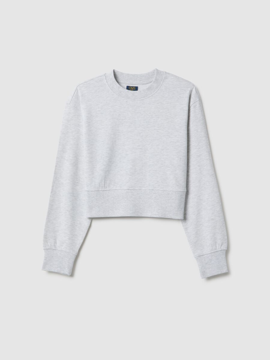 Grey pure cotton sweatshirt regular fit for girls_3