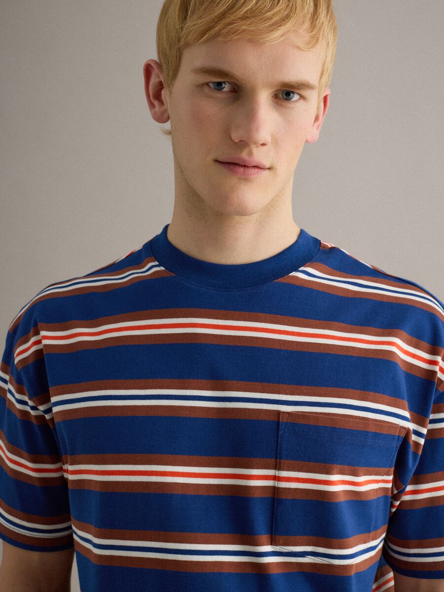 Multicolour striped pure cotton t-shirt with relaxed fit_3