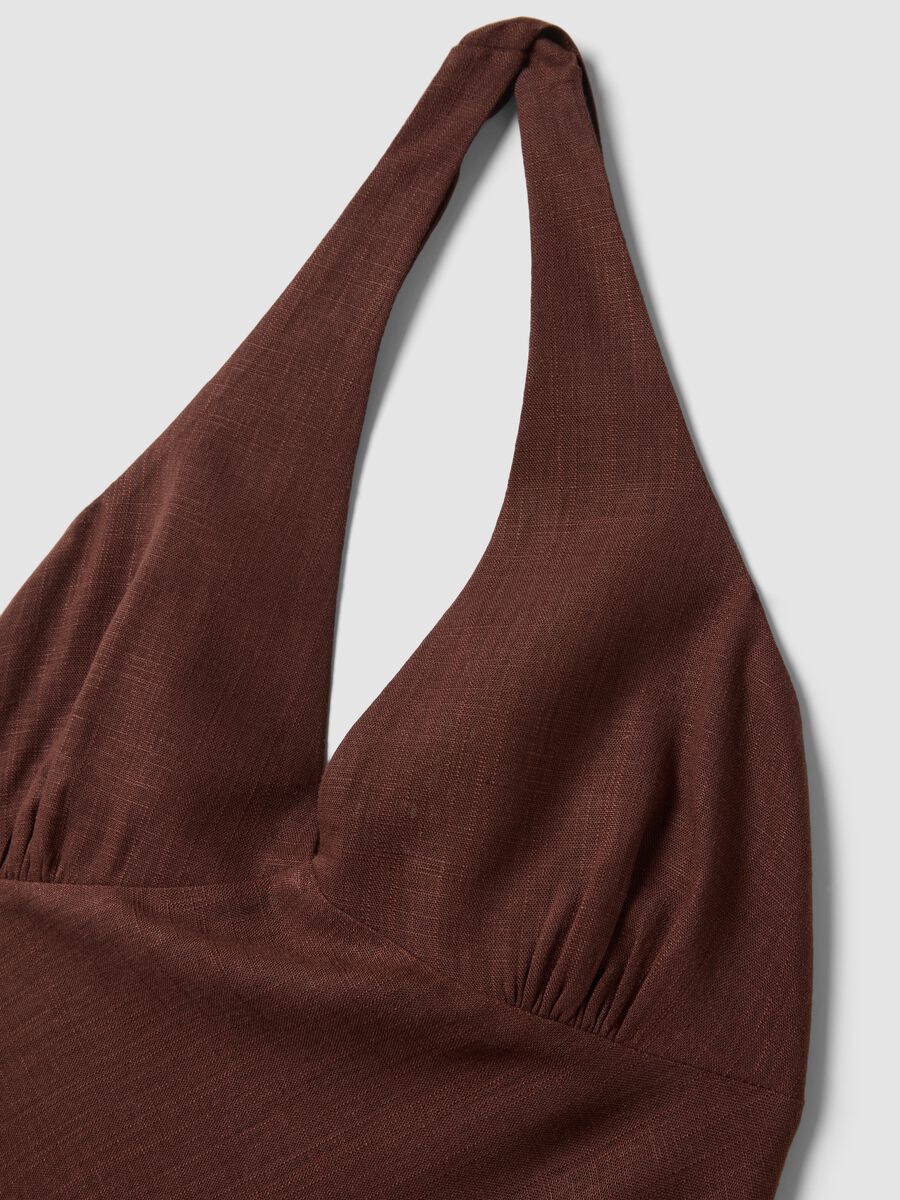 Brown viscose-linen blend mini dress, regular fit_5