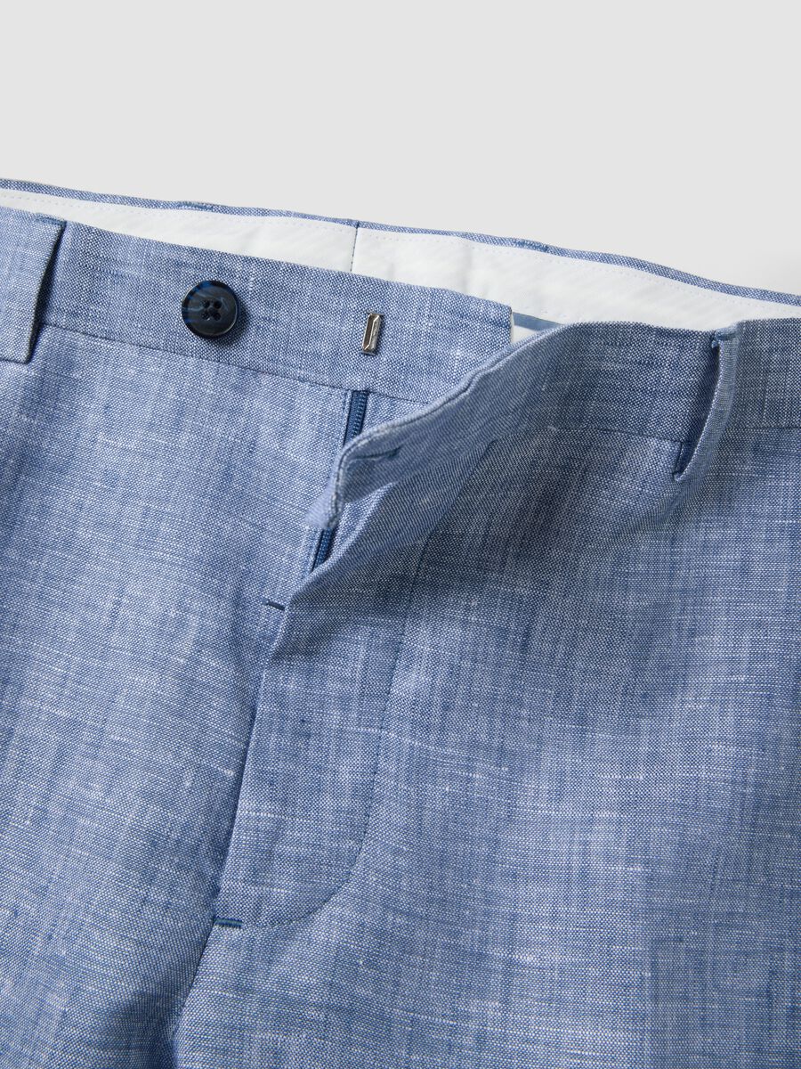 Light Blue Pure Linen Trousers_5