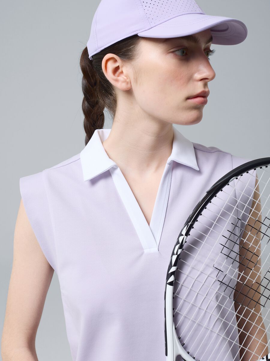 Purple sleeveless ALTAVIA COURT polo in stretch cotton with classic collar_0