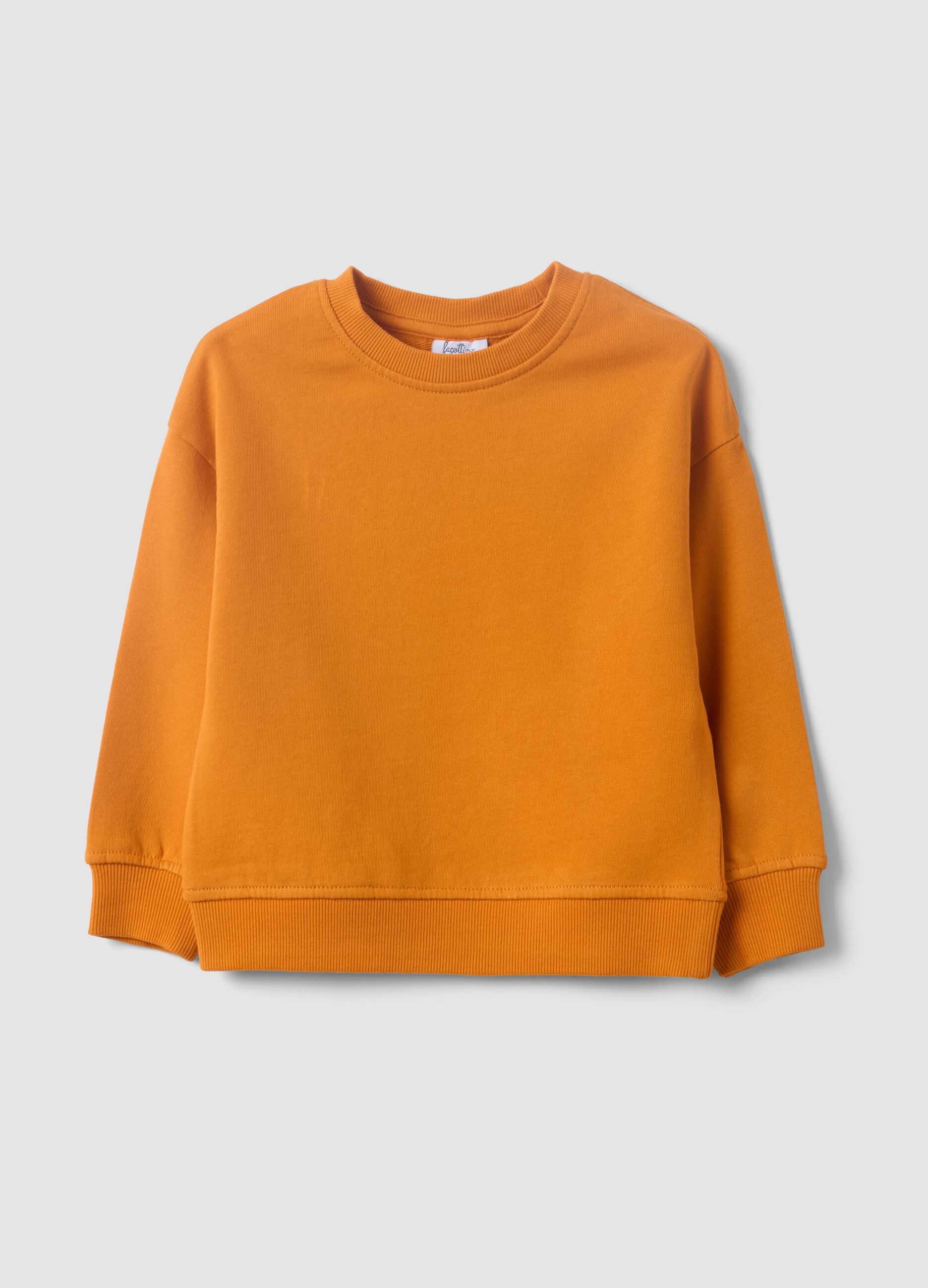 Orange oversized sweatshirt in pure organic cotton for boys