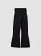 Black ribbed pure cotton flare leggings_2
