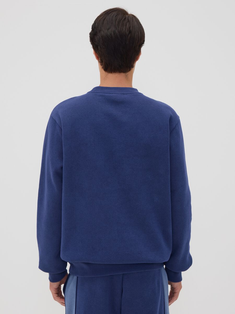 Blue cotton-blend crew-neck sweatshirt with logo_3