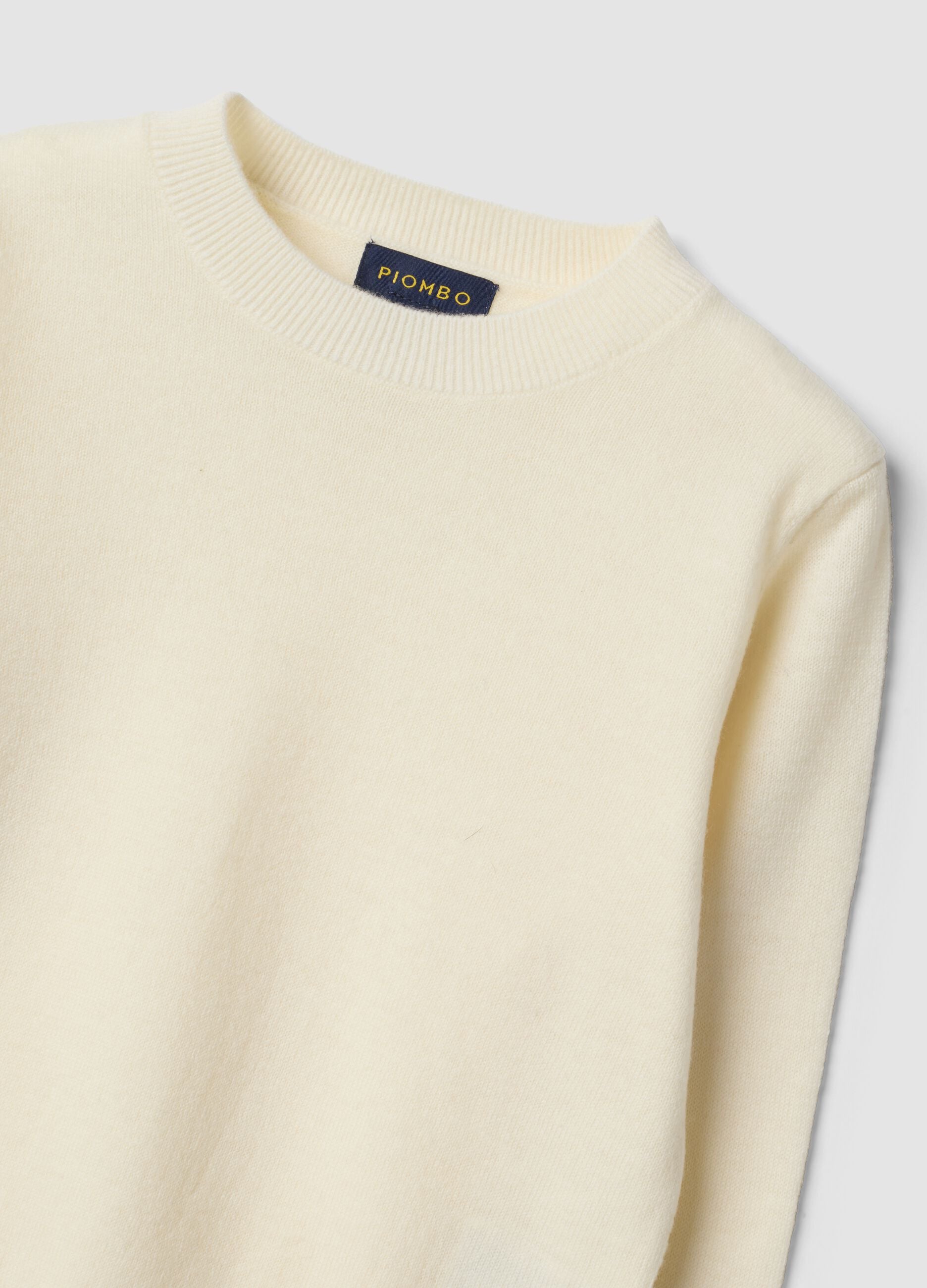 White pure wool regular-fit long-sleeve jumper