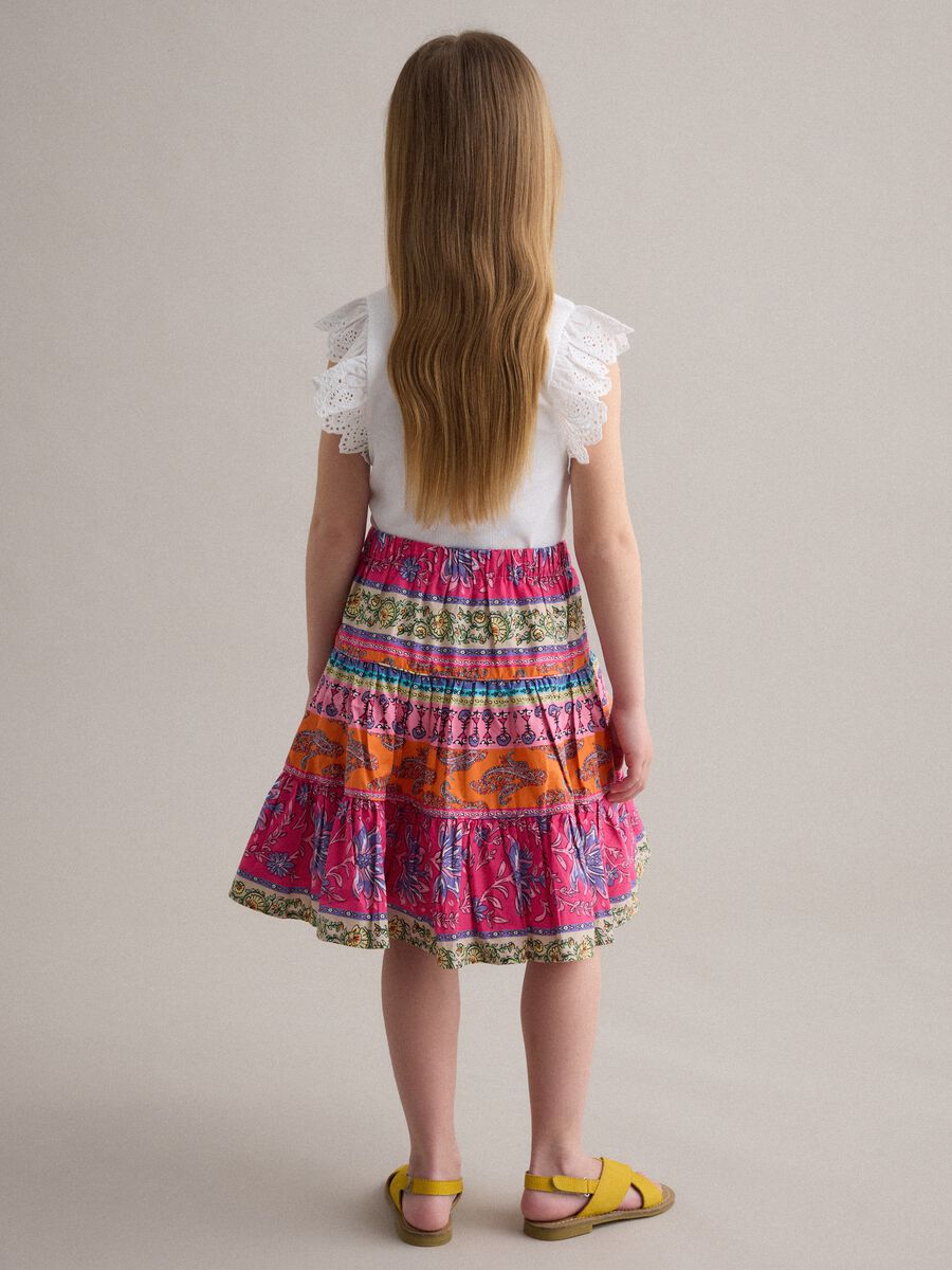 Multicolour pure cotton skirt with ruffle hem_1