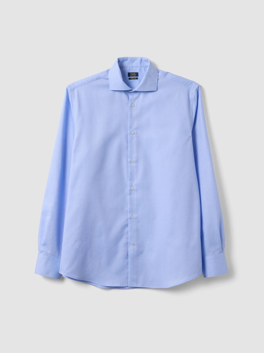 Light blue pure cotton no-iron regular fit shirt_4