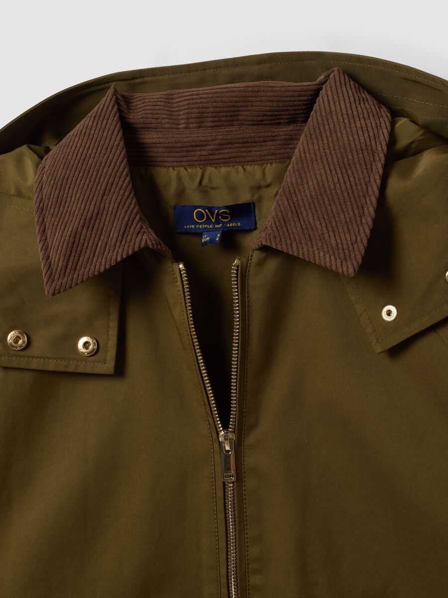 Green cotton-blend parka jacket with hood and ribbed collar_6
