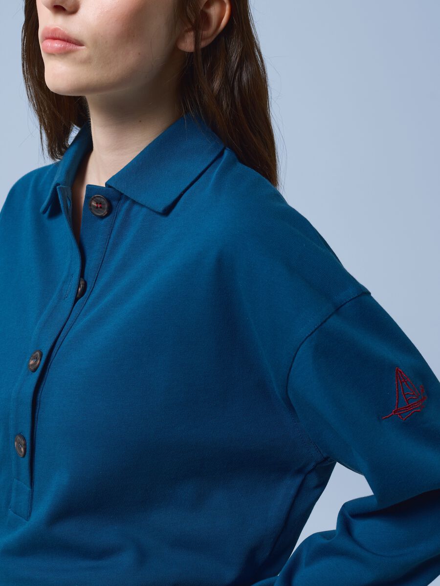 ALTAVIA SAILING blue long-sleeve polo shirt in pure cotton_2
