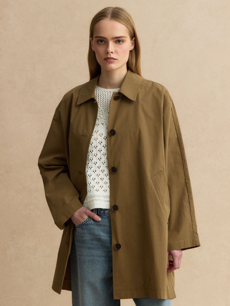 Brown pure cotton raincoat_0