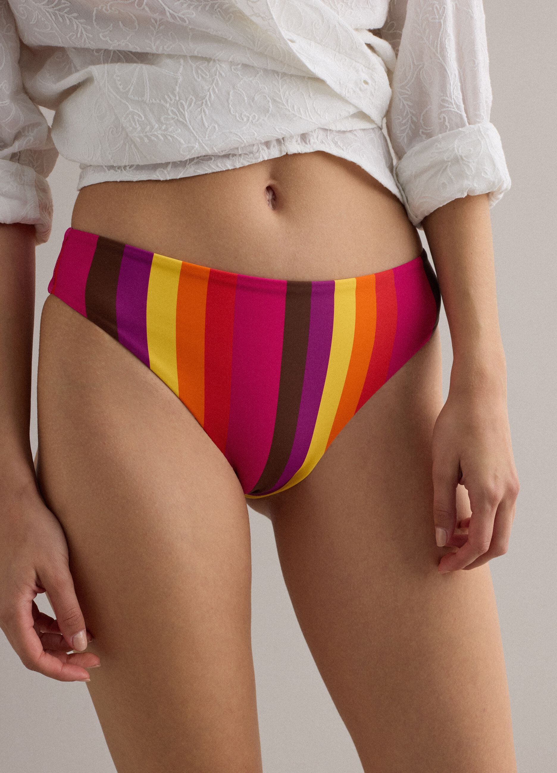 Multicolour stretch-fabric bikini bottoms