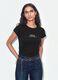 Black pure cotton crew-neck T-shirt with slogan_1