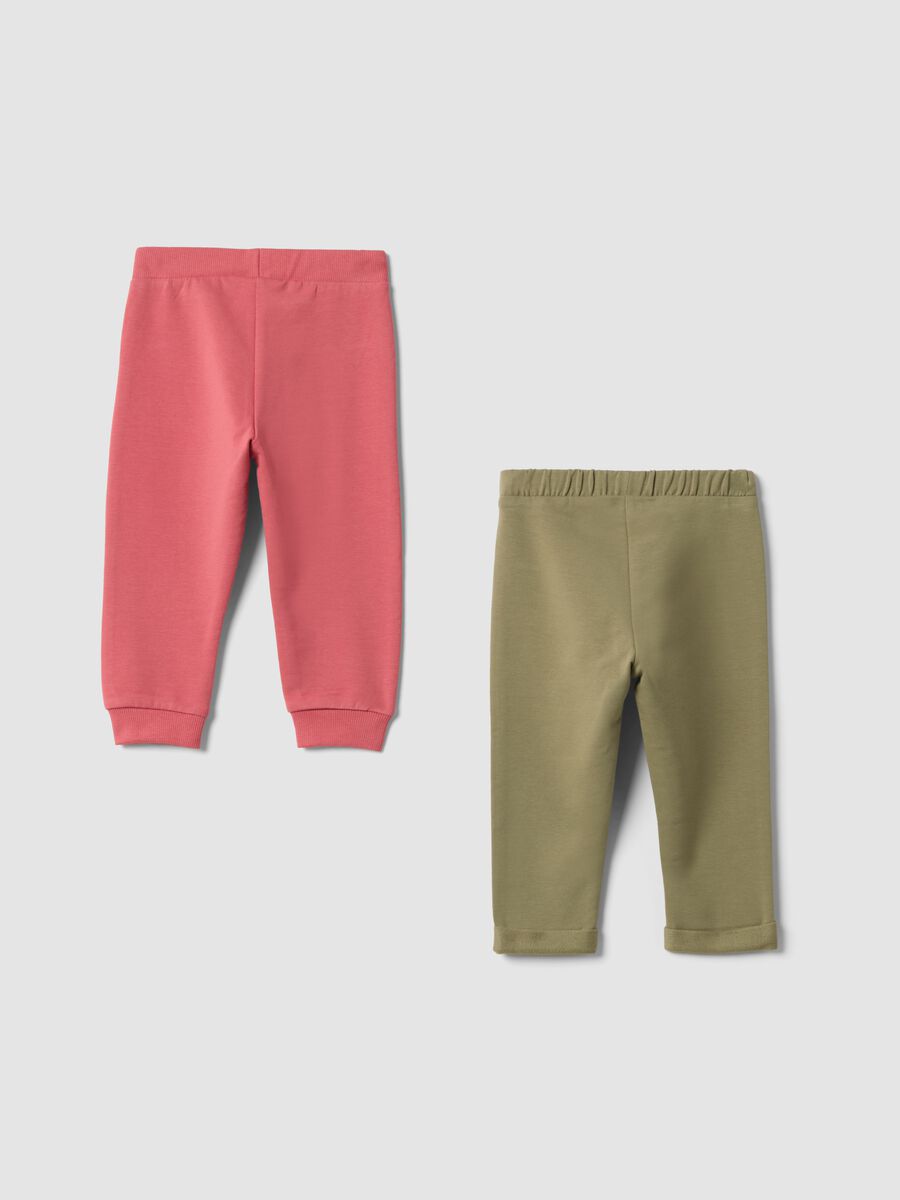2-pack of multicolour stretch cotton joggers for baby girl_1