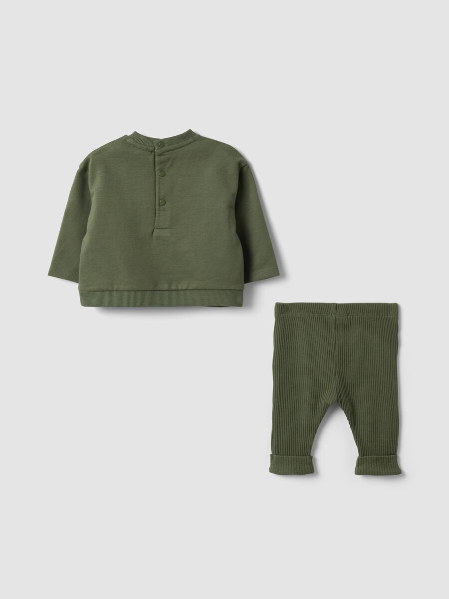 Green ribbed organic cotton baby set_1