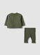 Green ribbed organic cotton baby set_1