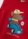 Red pure organic cotton T-shirt with puppy print for boys_2