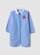 Customisable blue gingham nursery apron with machine embroidery_0