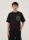 Boys&rsquo; black 100% cotton oversized T-shirt with chest pocket_0