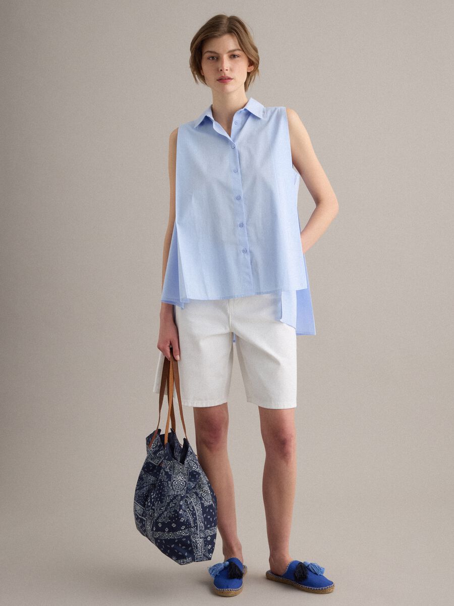 Sleeveless light-blue pure cotton shirt_2