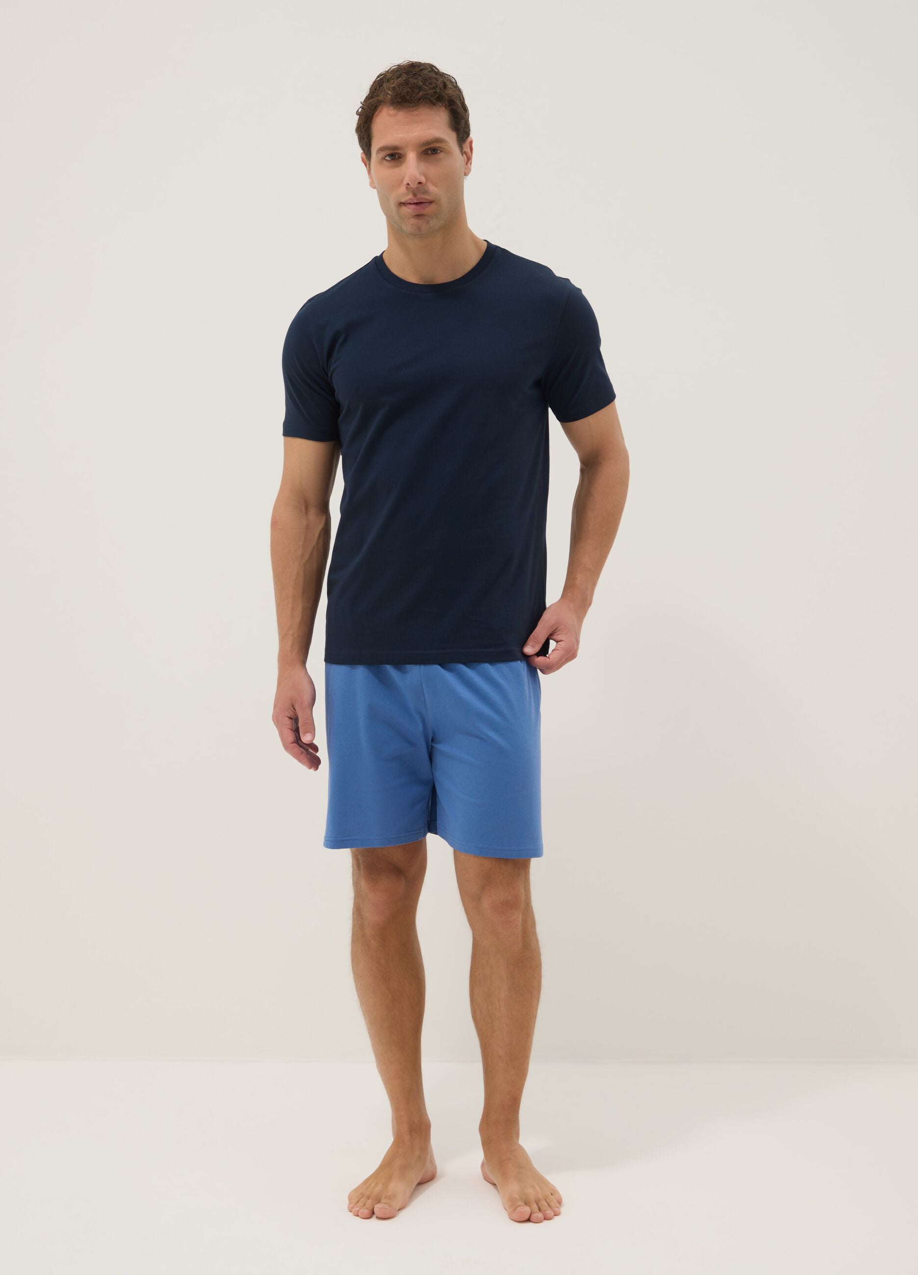 Blue organic cotton pyjamas, regular fit