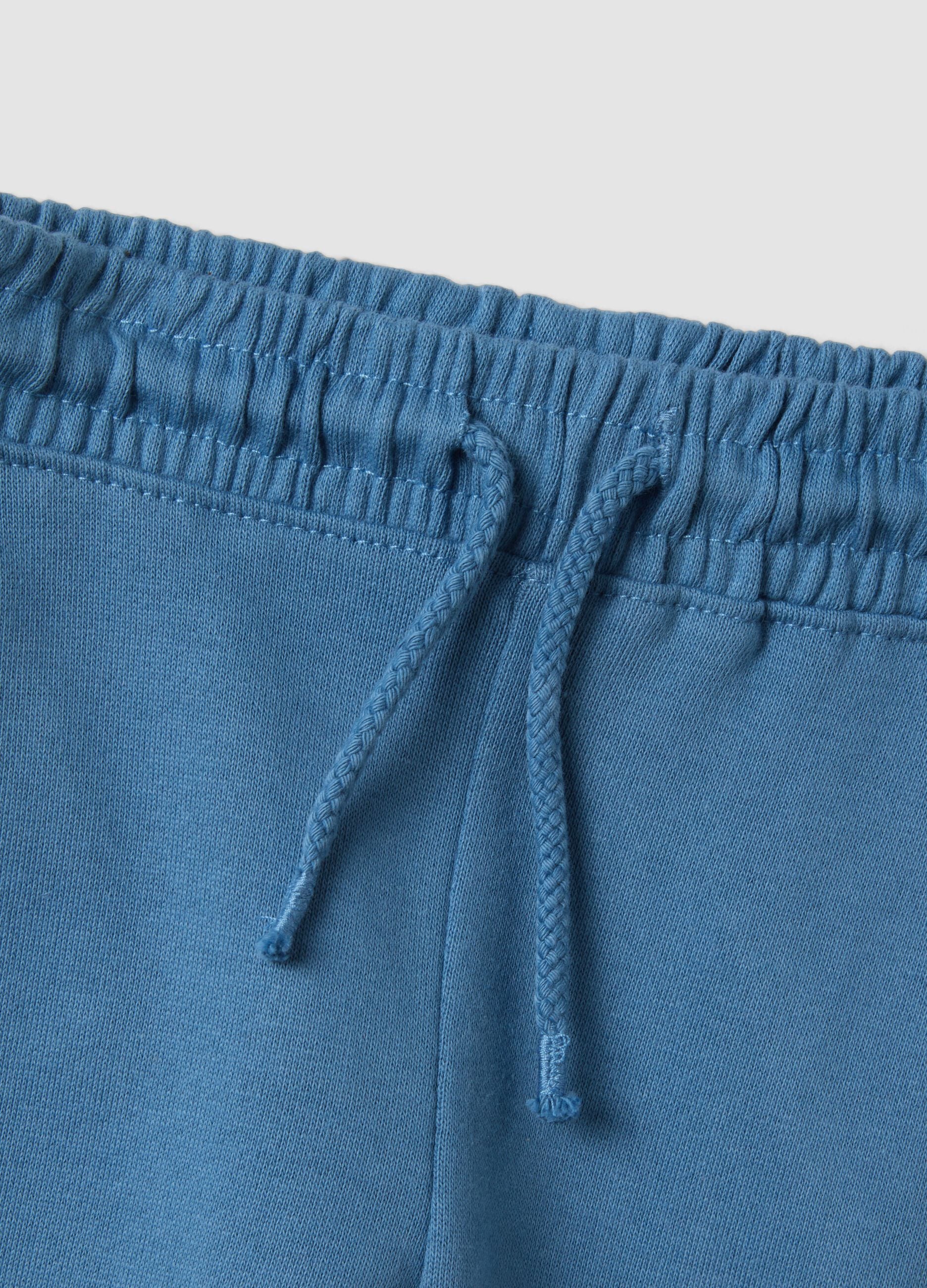 Blue pure cotton jogger trousers with teddy bear print