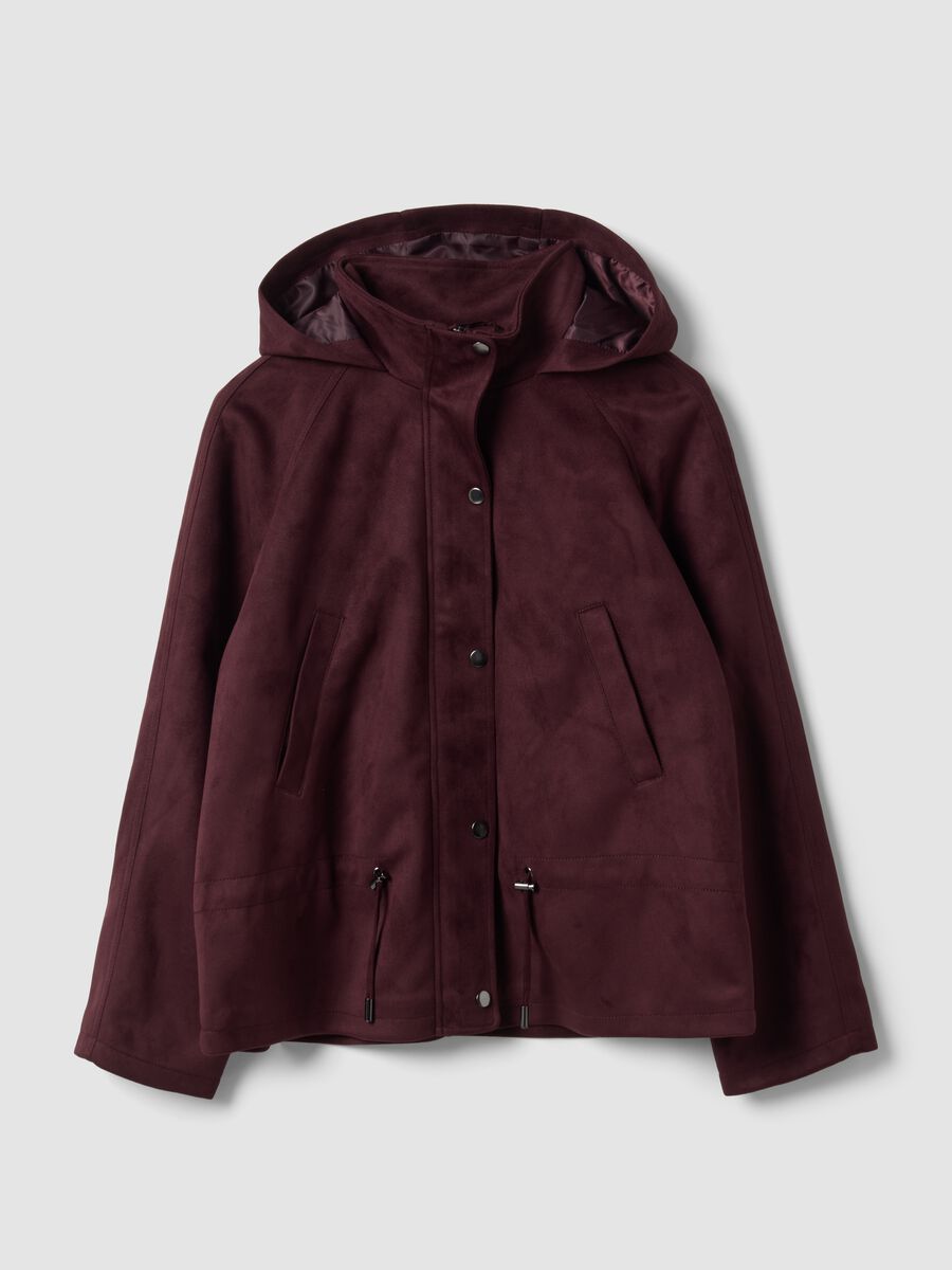 Purple hooded parka with zip and press-stud fastening_4